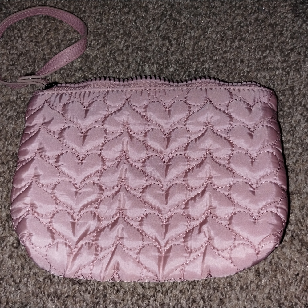 Pink Quilted Wristlet Clutch